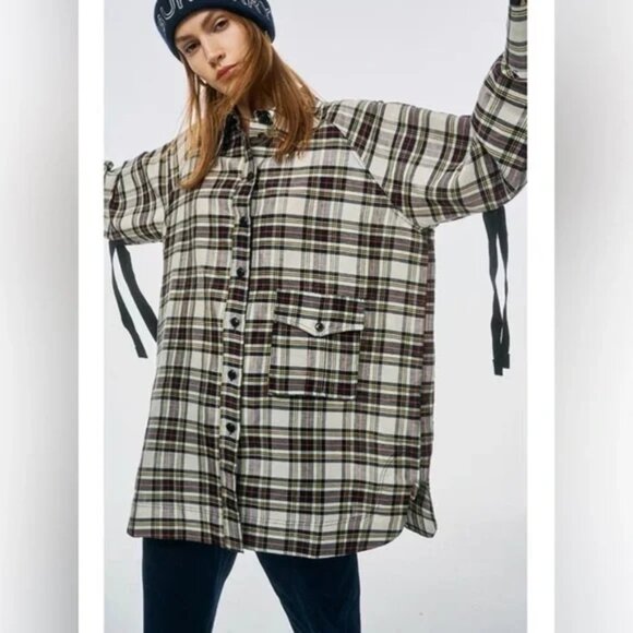 GANNI Checked linen and silk-blend shirt, NWT, XXS/XS - Picture 6 of 6